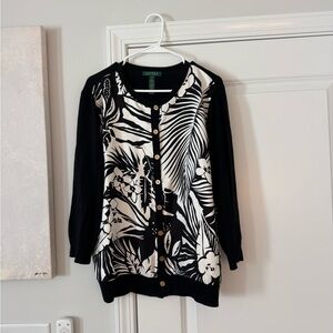 Ralph Lauren Black and White Patterned Blouse